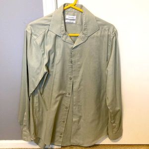 Calvin Klein micro check green dress shirt